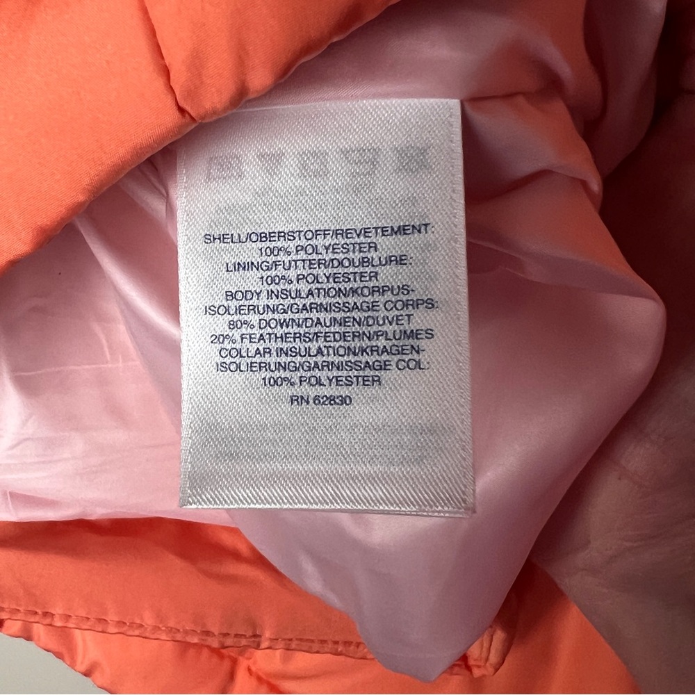 Lands' End Vibrant Orange/Peach Puffer Down Vest 2X 20W-22W woman’s - Picture 6 of 8